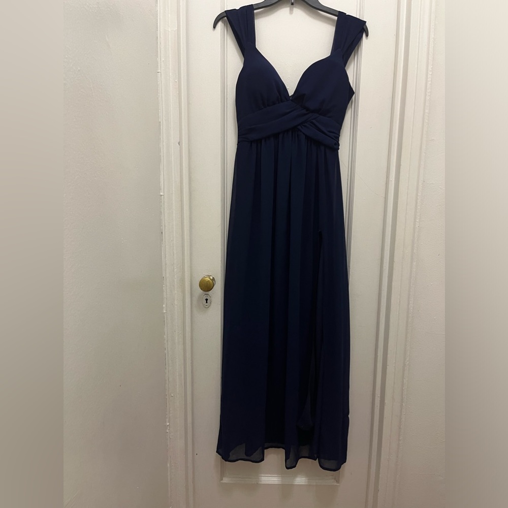 Blue long padded dress 52 inches long
